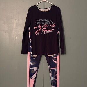 Womens’ Lady Boss Navy and Pink Workout Set